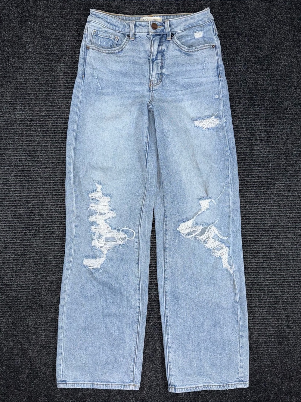 Buckle BKE Billie Slim High Rise Wide Leg Stretch Jean 28x31 Distressed AXB240R